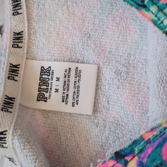 Victoria's Secret PINK Green Pink Tropical Print Sweatshirt M - Picture 3 of 5